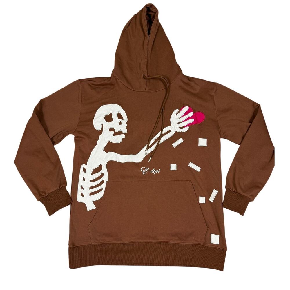 Aelfric Eden Mens Size S Brown Skeleton Heart Thief Print Pullover Hoodie